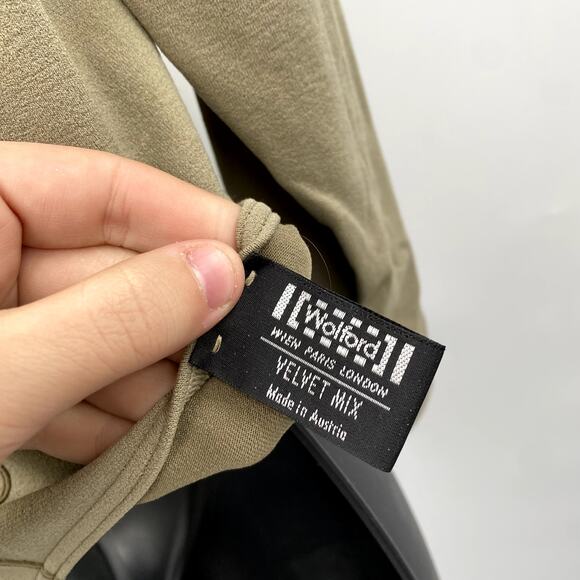 Wolford Stretch Taupe Satin collared Bodysuit - Picture 4 of 5